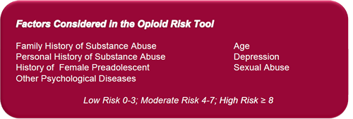 factors considered in the opioid risk tool